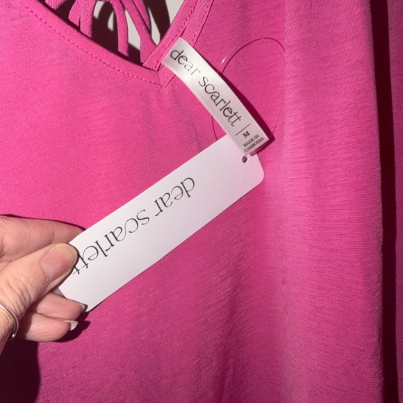 Dear Scarlett Pink Ruched Shoulder Tie-Back Blouse - Picture 3 of 4